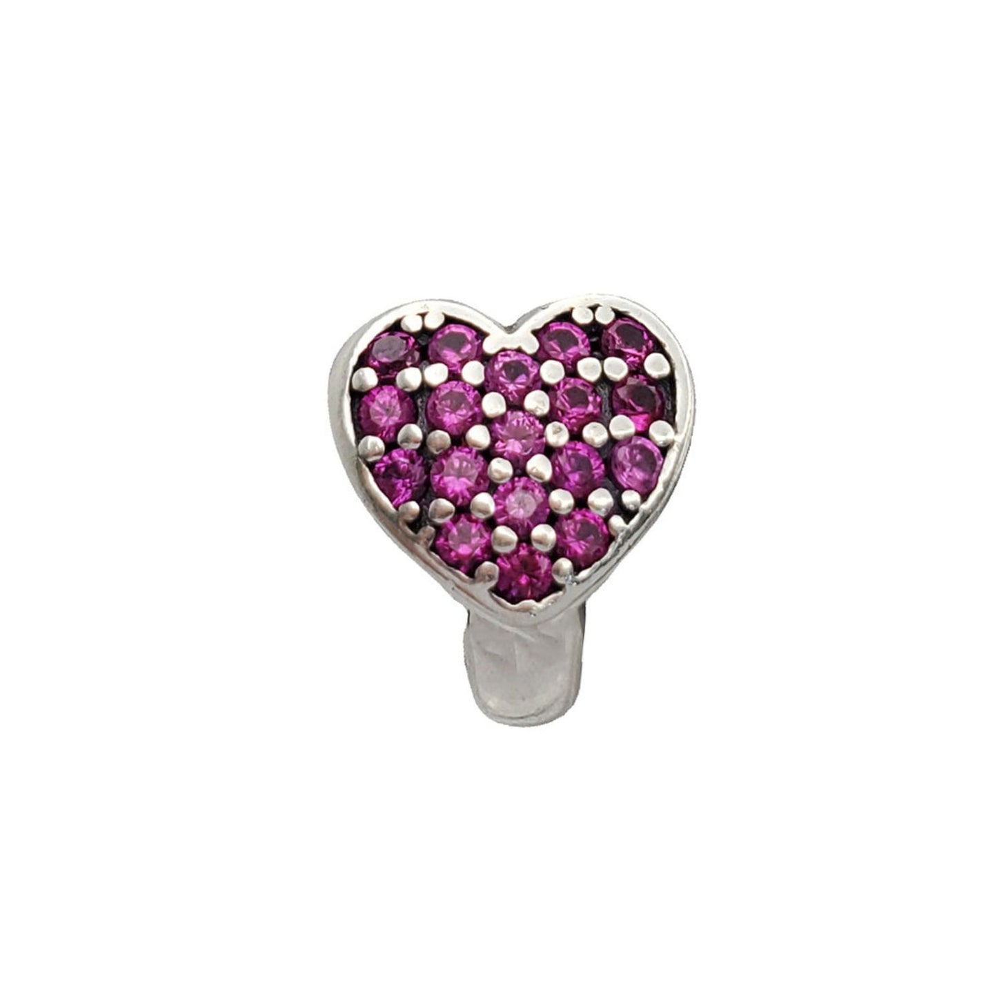 Charm Separador Corazón Gnoce en Plata 925 con Zirconias Rosadas