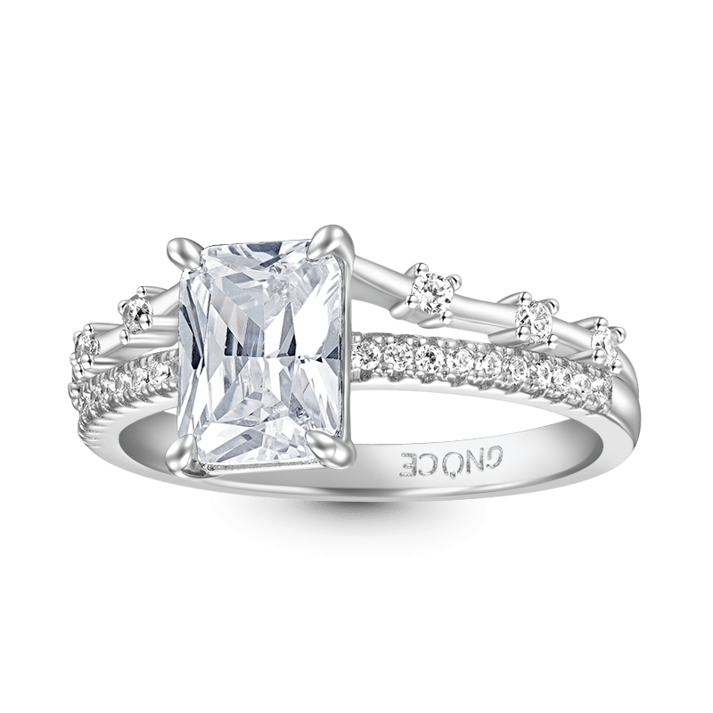 Anillo de compromiso con corte rectangular elegante de Gnoce