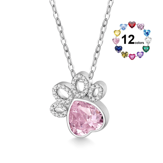 Collar de patita de gato y piedra rosa de Gnoce