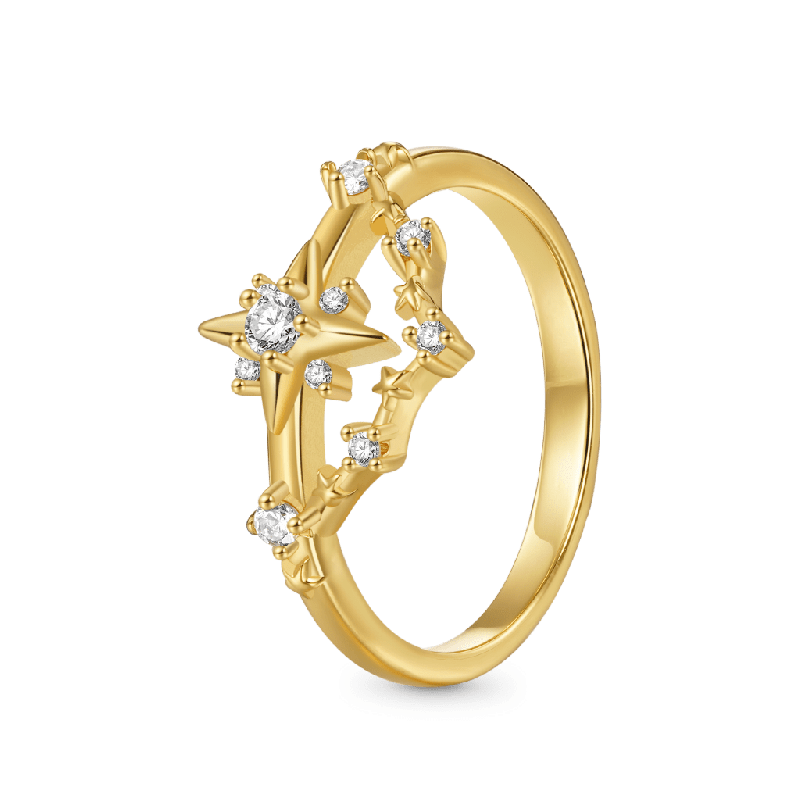 Anillo de diamantes Astral bañado en oro de 18 quilates de Gnoce