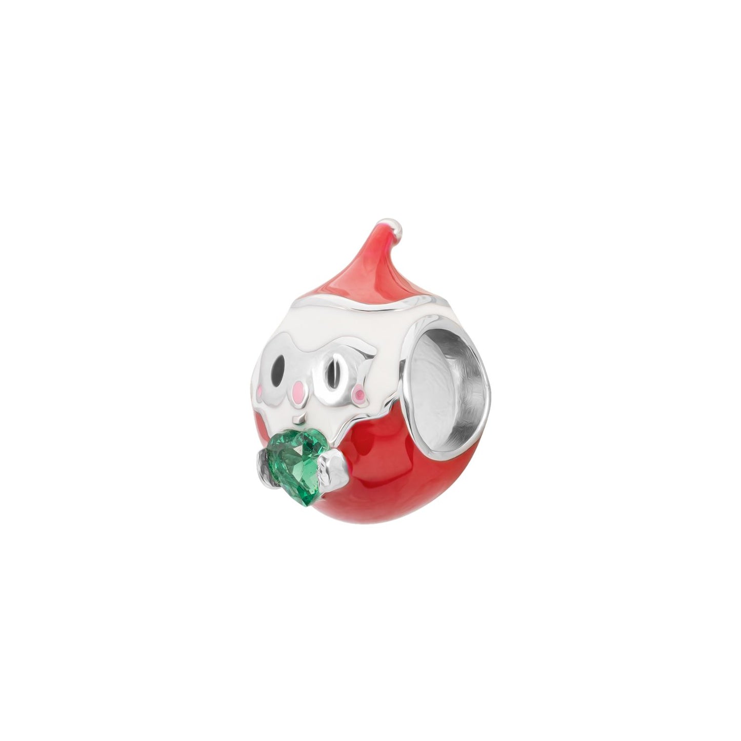 Charm Papá Noel Gnoce en Plata 925 con Zirconia Verde Esmeralda