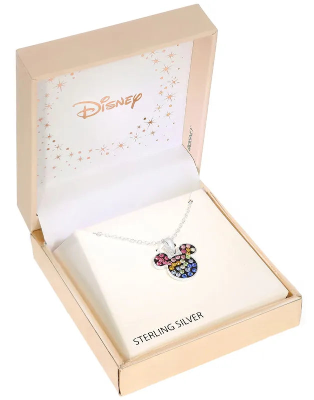 Collar Disney Mickey Plata 925 con Circones Multicolor – Dije Brillante Elegante