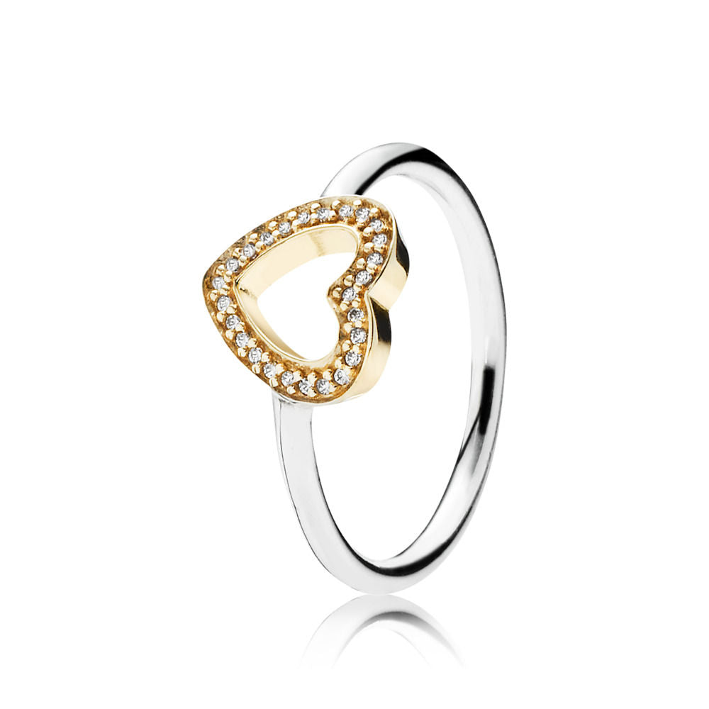 Anillo Pandora Símbolo del Amor Plata 14k Oro Corazón