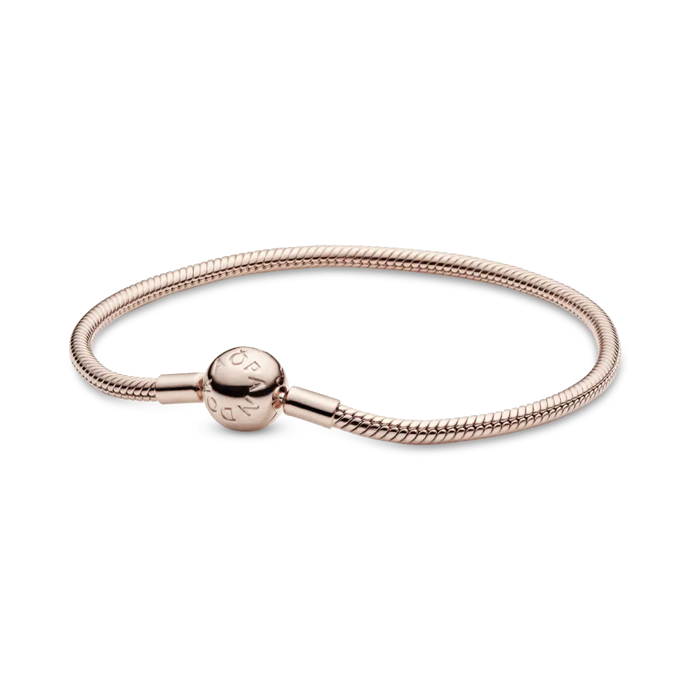 Brazalete cadena de serpiente con broche Pandora Moments en Recubrimiento en Oro Rosa de 14k