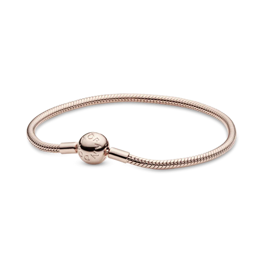 Brazalete cadena de serpiente con broche Pandora Moments en Recubrimiento en Oro Rosa de 14k