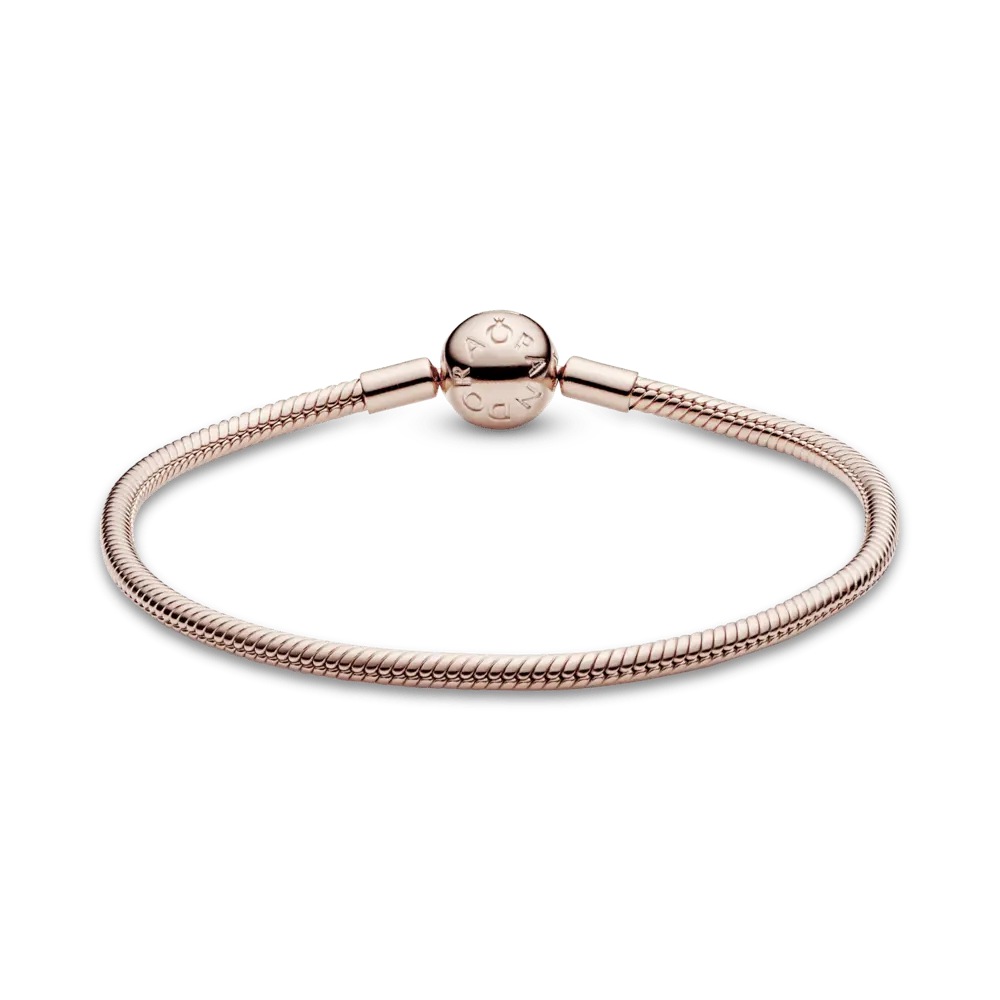 Brazalete cadena de serpiente con broche Pandora Moments en Recubrimiento en Oro Rosa de 14k