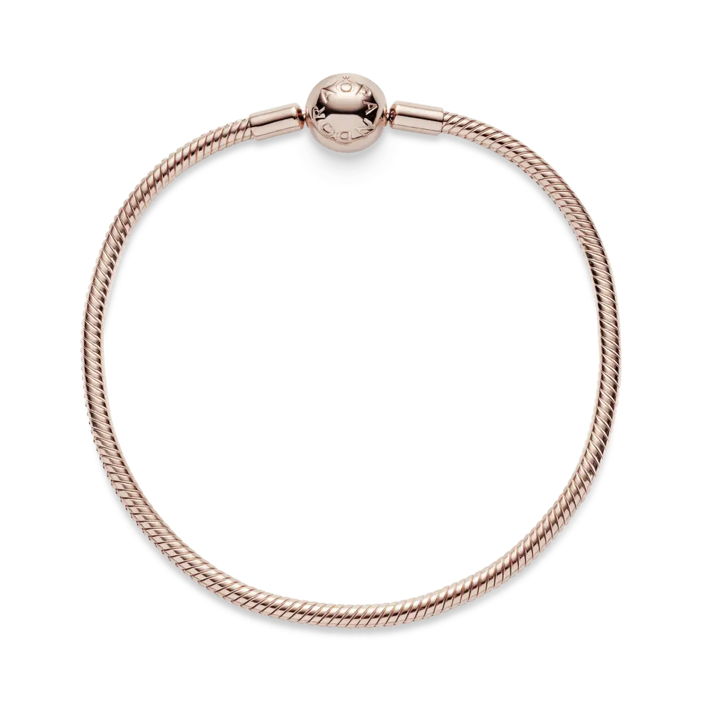 Brazalete cadena de serpiente con broche Pandora Moments en Recubrimiento en Oro Rosa de 14k