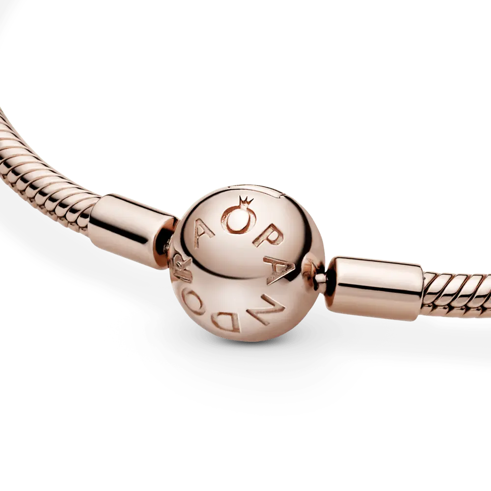 Brazalete cadena de serpiente con broche Pandora Moments en Recubrimiento en Oro Rosa de 14k