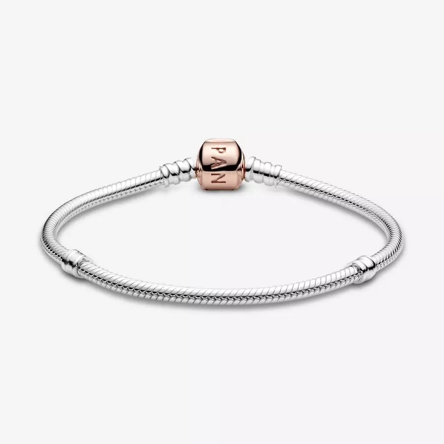 Brazalete cadena de serpiente cierre Pandora Moments en Recubrimiento en Oro Rosa de 14k