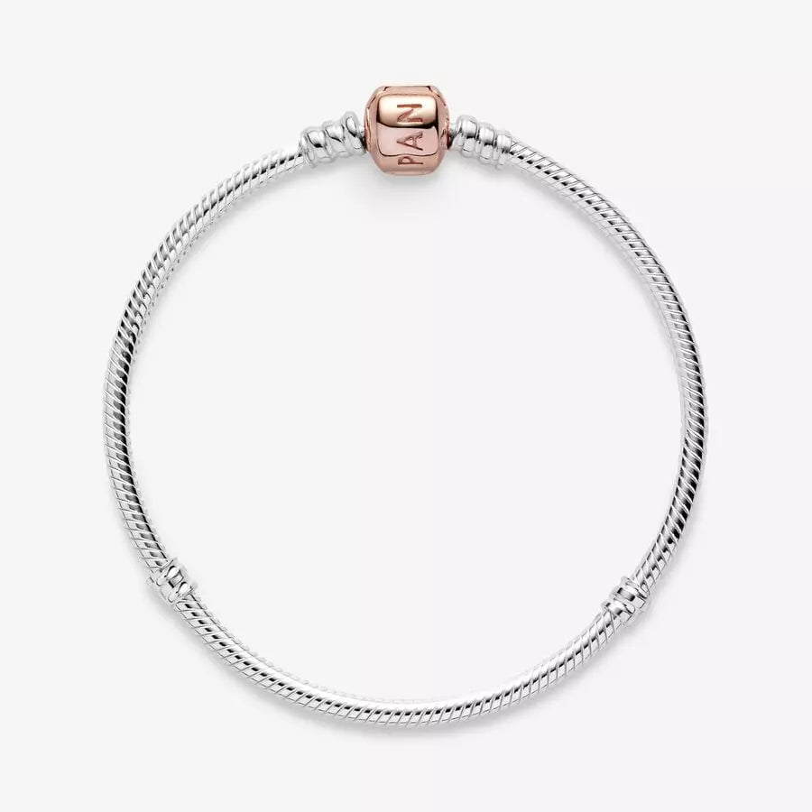 Brazalete cadena de serpiente cierre Pandora Moments en Recubrimiento en Oro Rosa de 14k