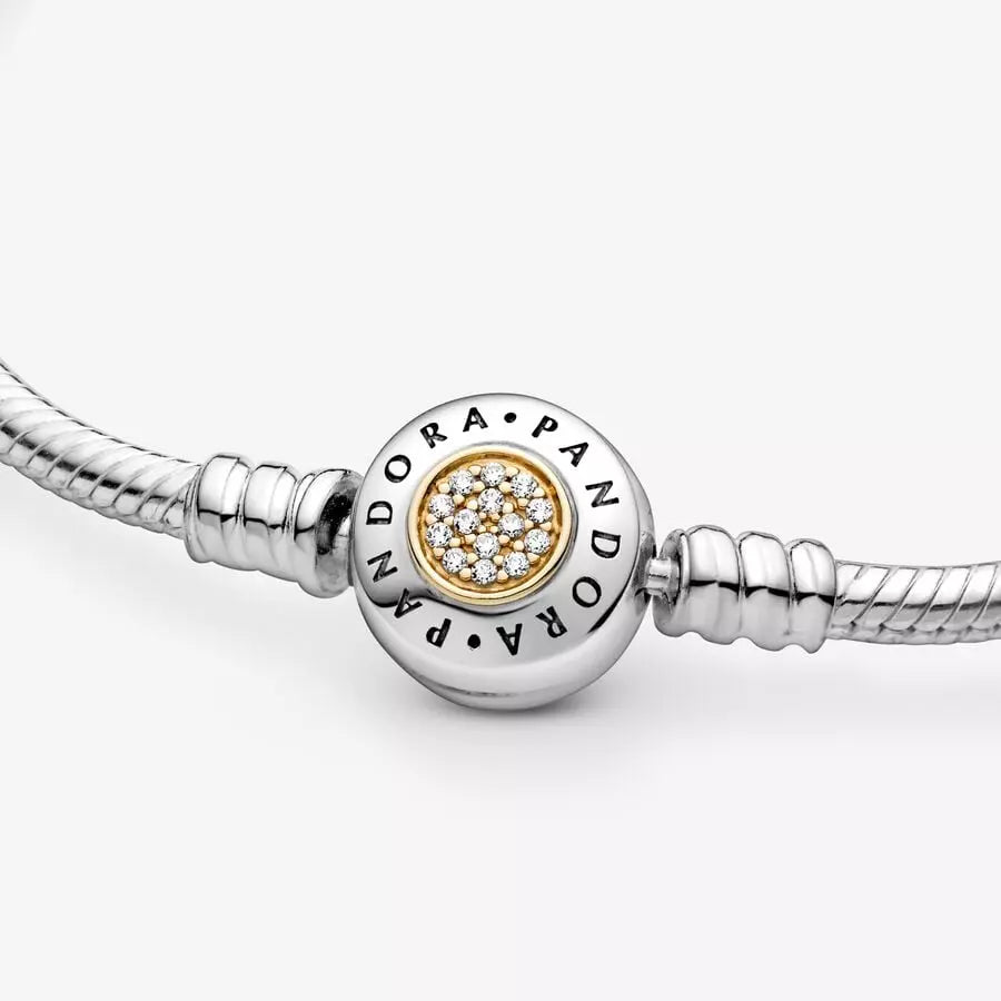 Brazalete Pandora Moments cadena de serpiente con broche con logotipo Dos Tonos