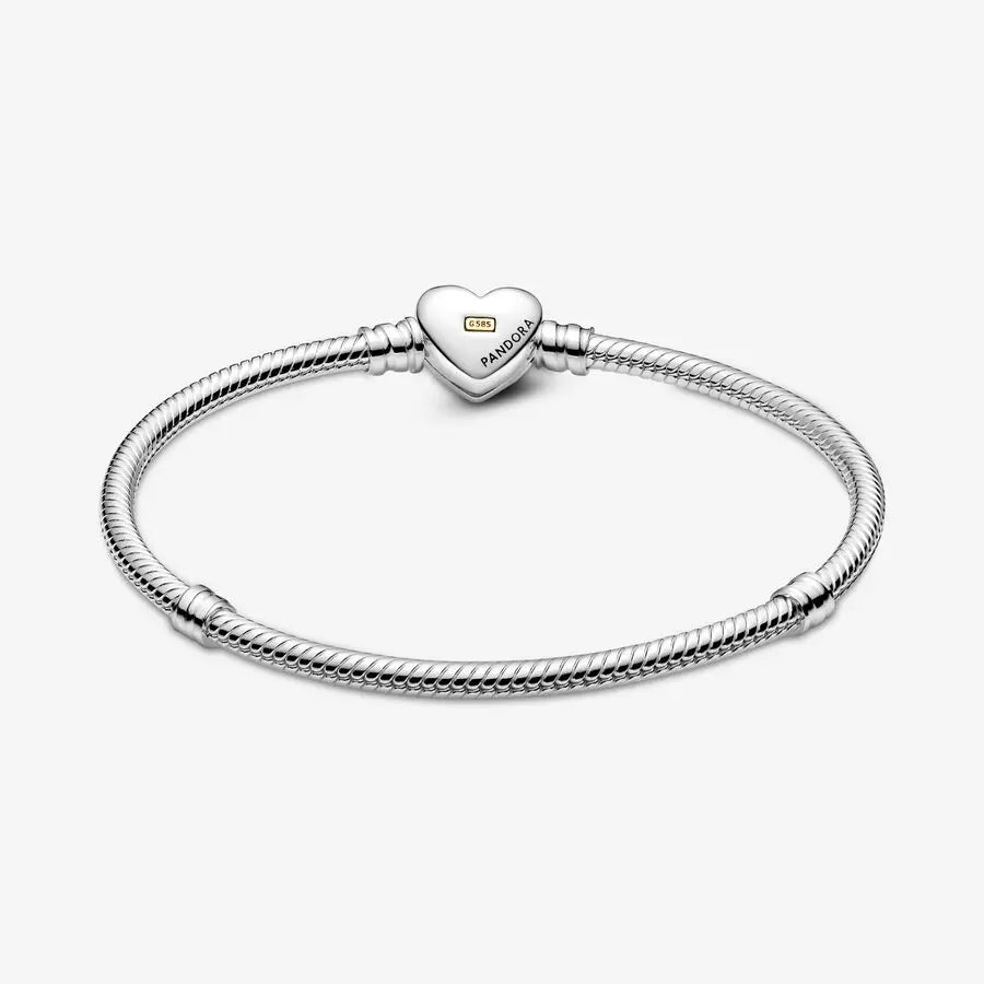 Pulsera Moments Cadena de Serpiente con cierre de Corazón Centro oro 14k