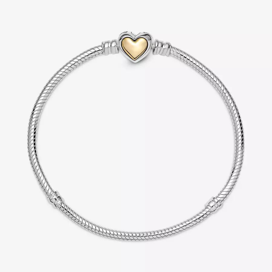 Pulsera Moments Cadena de Serpiente con cierre de Corazón Centro oro 14k