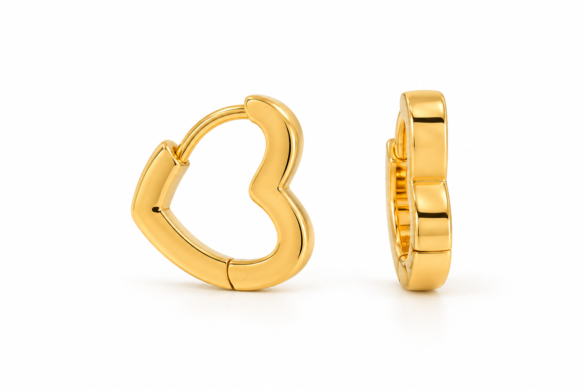 Aretes Corazón Mini Dorados de Acero Inoxidable 316L