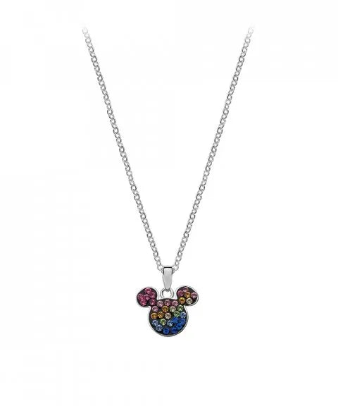 Collar Disney Mickey Plata 925 con Circones Multicolor – Dije Brillante Elegante