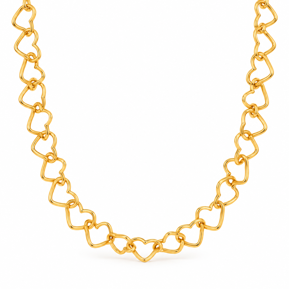 Collar Corazón Trenzado Dorado de Acero Inoxidable 316L