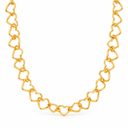 Collar Corazón Trenzado Dorado de Acero Inoxidable 316L