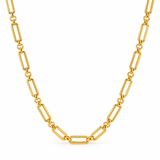 Collar Dulcinea de Eslabones Dorados en Acero Inoxidable 316L
