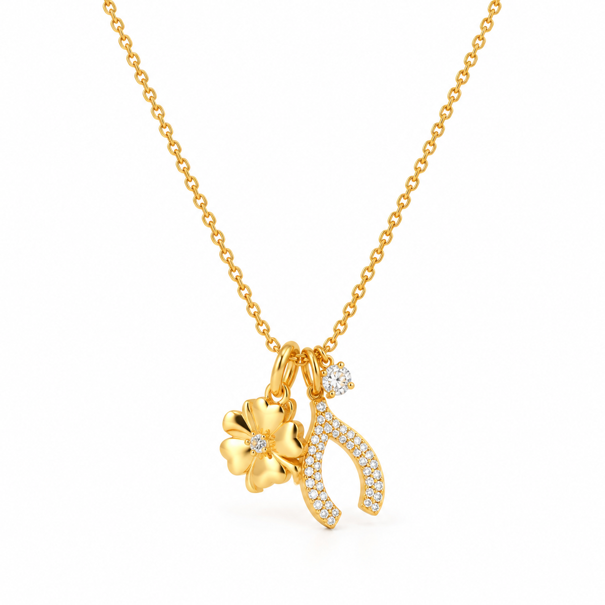 Collar Serendipia de la Suerte con Trébol y Herradura Dorada