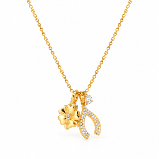 Collar Serendipia de la Suerte con Trébol y Herradura Dorada