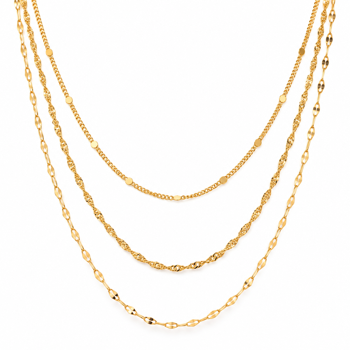 Collar Triple Amour Dorado de Acero Inoxidable 316L