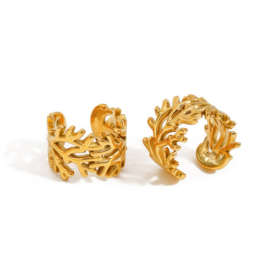 Ear Cuff Coral Marino Dorado