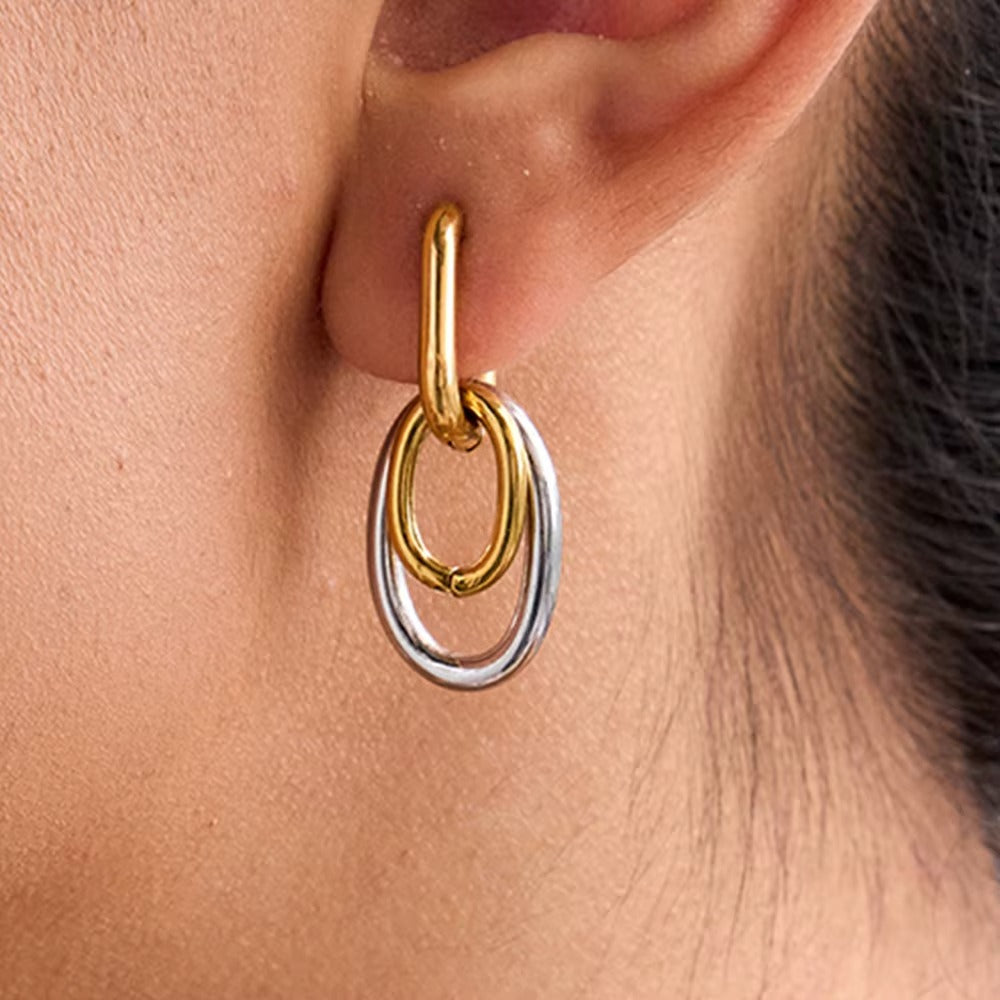 Aretes Entrelazados Dos Tonos