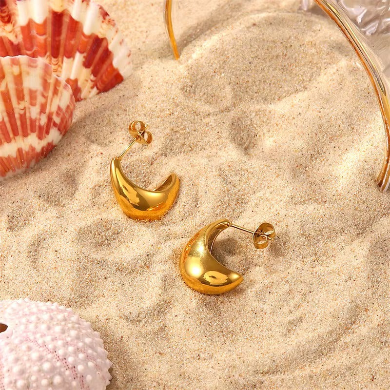 Aretes Media Luna Dorada