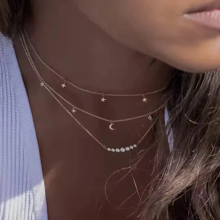 Collar Luna y Estrellas Layered