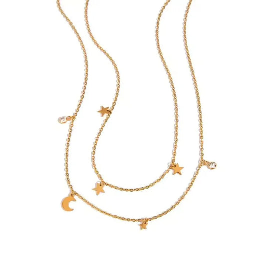 Collar Luna y Estrellas Layered