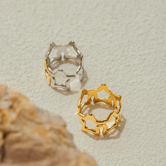 Anillo Estrella Ondulada Regulable