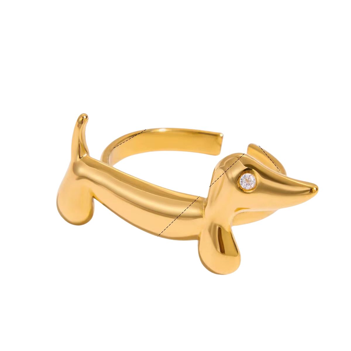 Anillo Dachshund con Cristal