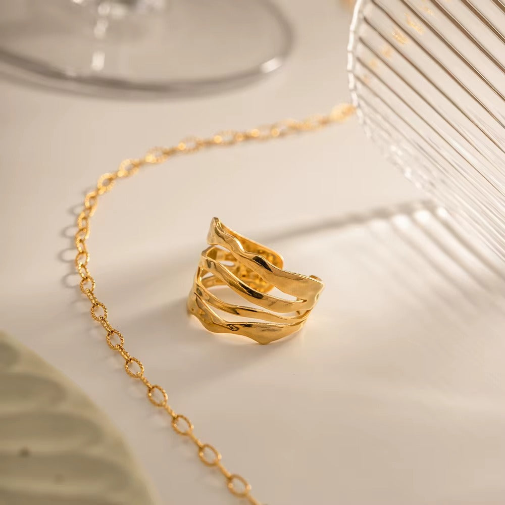 Anillo regulable Ondas Doradas