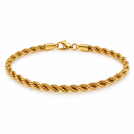 Pulsera Trenzada Dorada de Acero Inoxidable de 5 mm