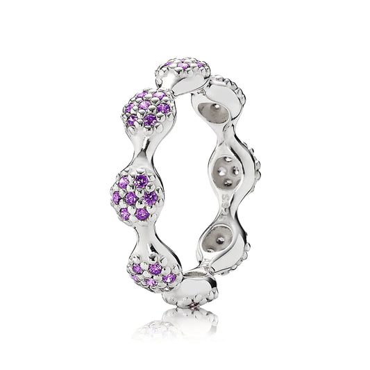 Anillo de pavé de 8 capullos con circonita violeta