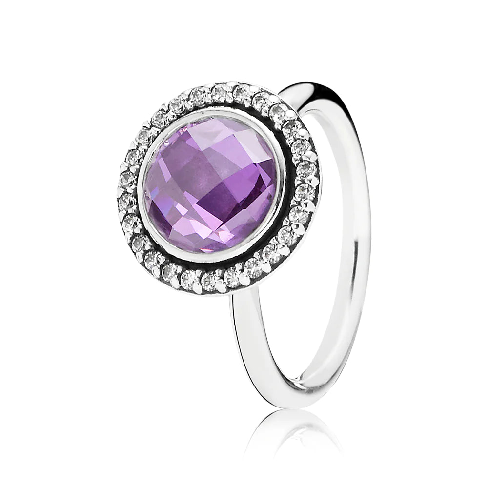 Anillo en plata Brillante Legado con clrconia cubica purpura