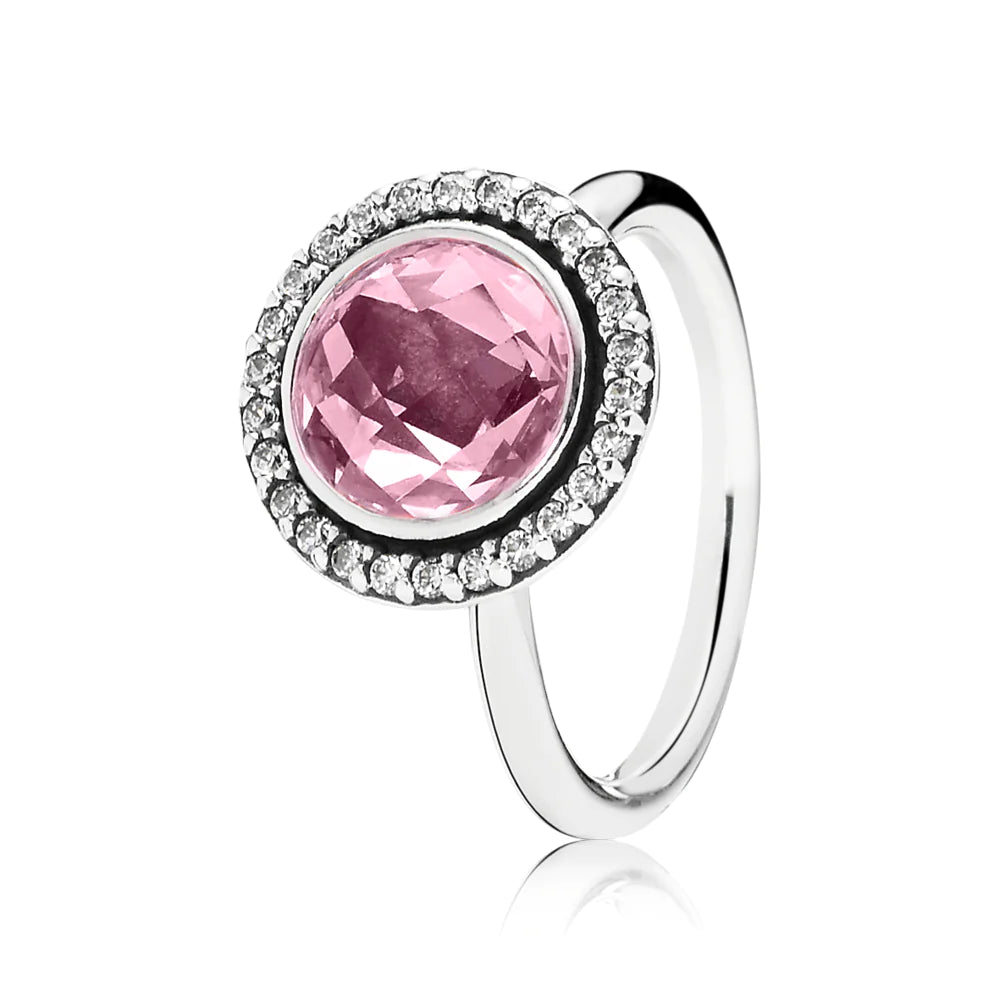 Anillo en plata Brillante Legado con clrconía cublca Rosa