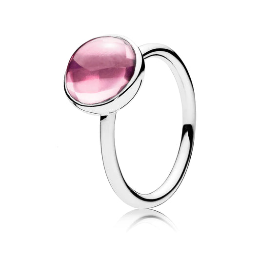 Anillo en Plata, Gota poética, circonia cúbica rosa