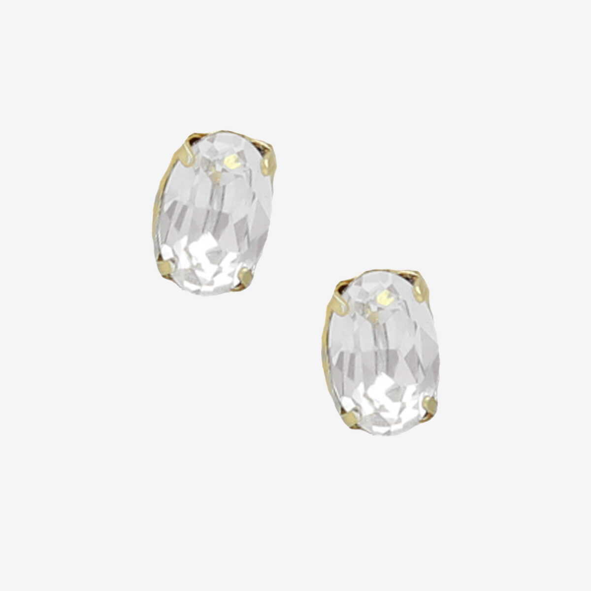 Aretes Victoria Cruz pegados oval color blanco bañados en oro