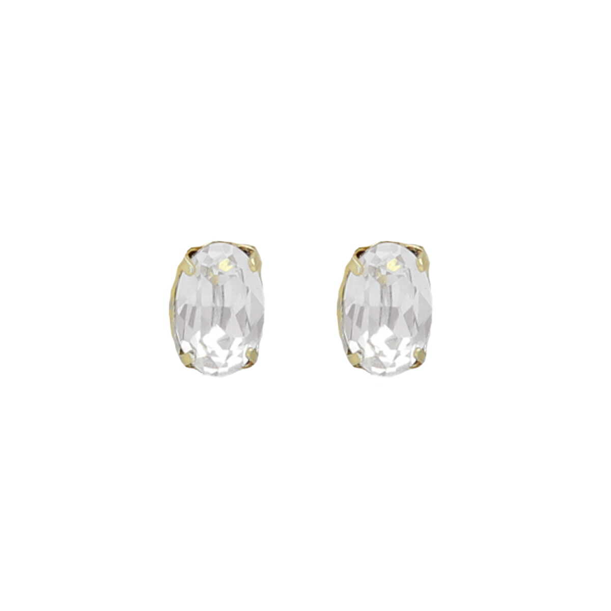 Aretes Victoria Cruz pegados oval color blanco bañados en oro