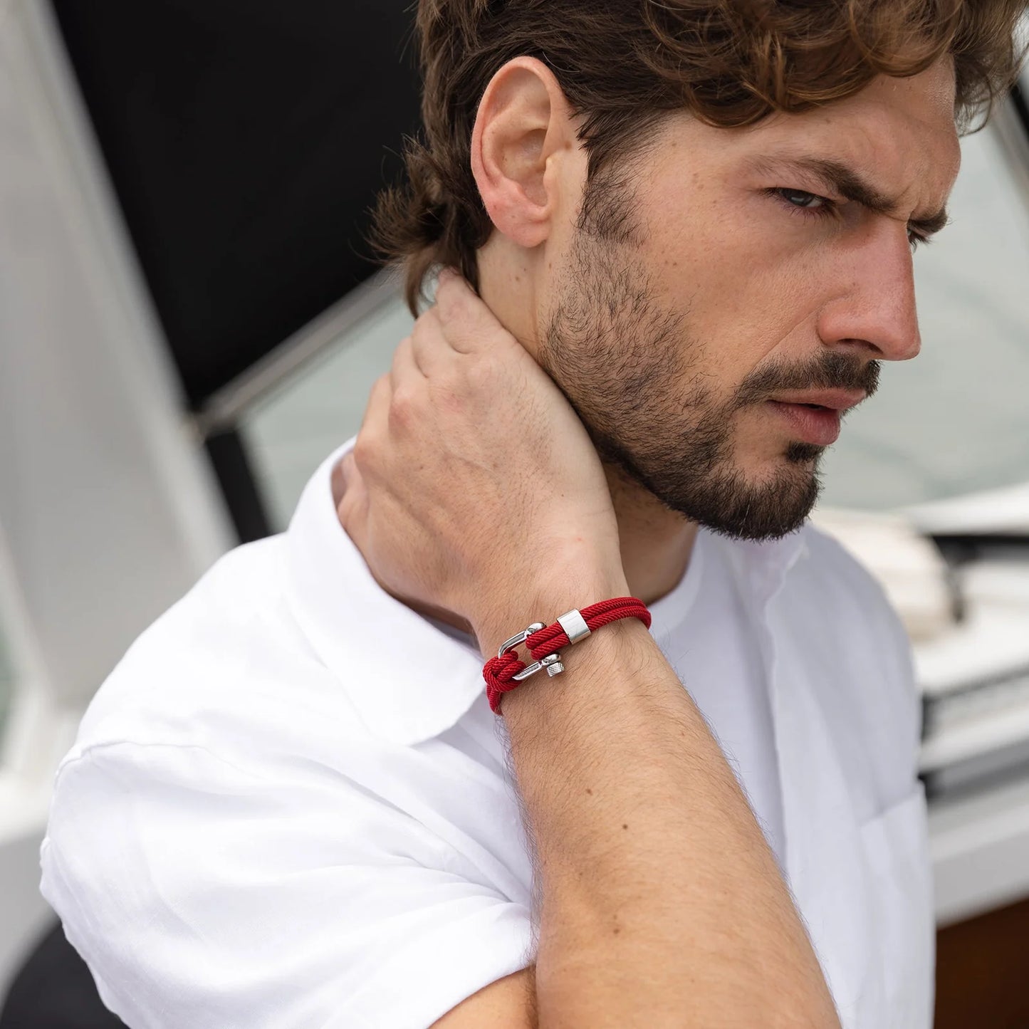 Pulsera Elegatto Rojo Alchor Platino