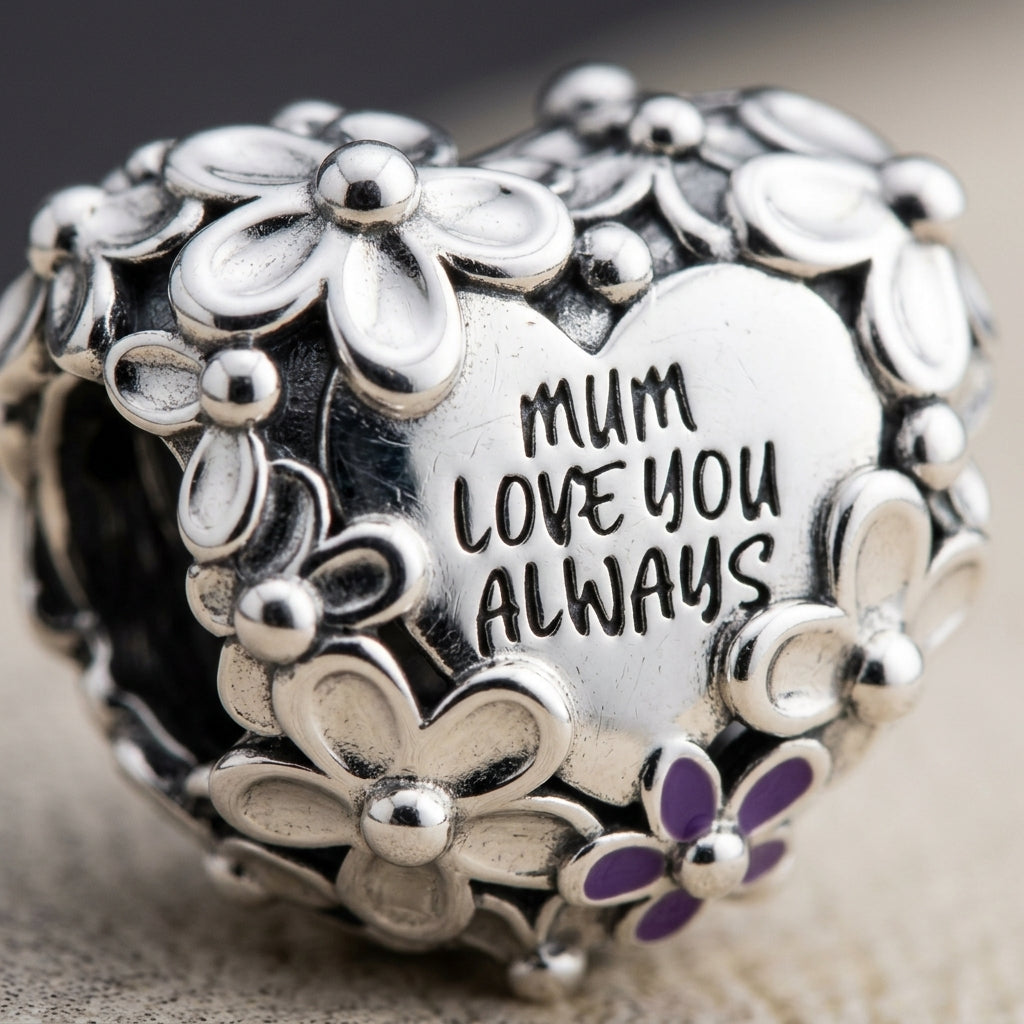Charm PANDORA Corazón Margarita Mamá