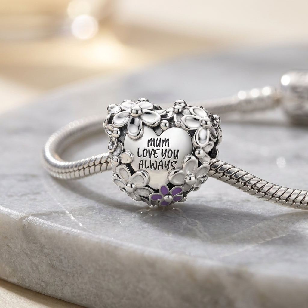 Charm PANDORA Corazón Margarita Mamá