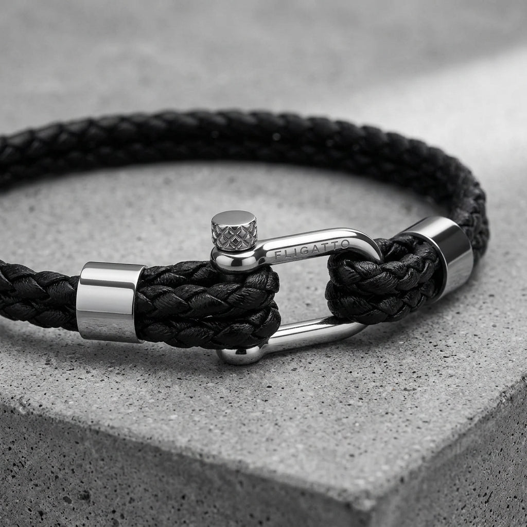 Pulsera Elegatto Helix Black Cuero