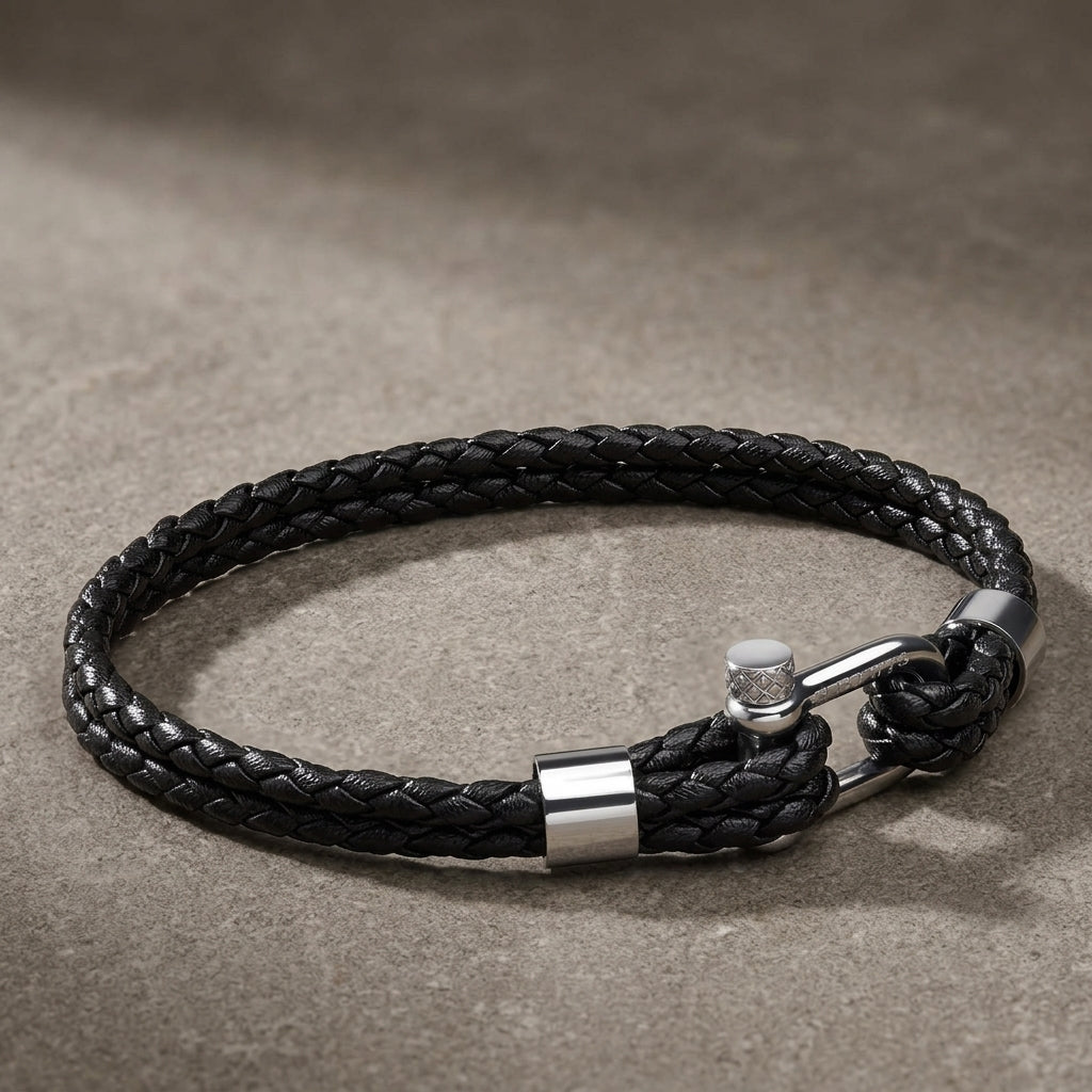 Pulsera Elegatto Helix Black Cuero
