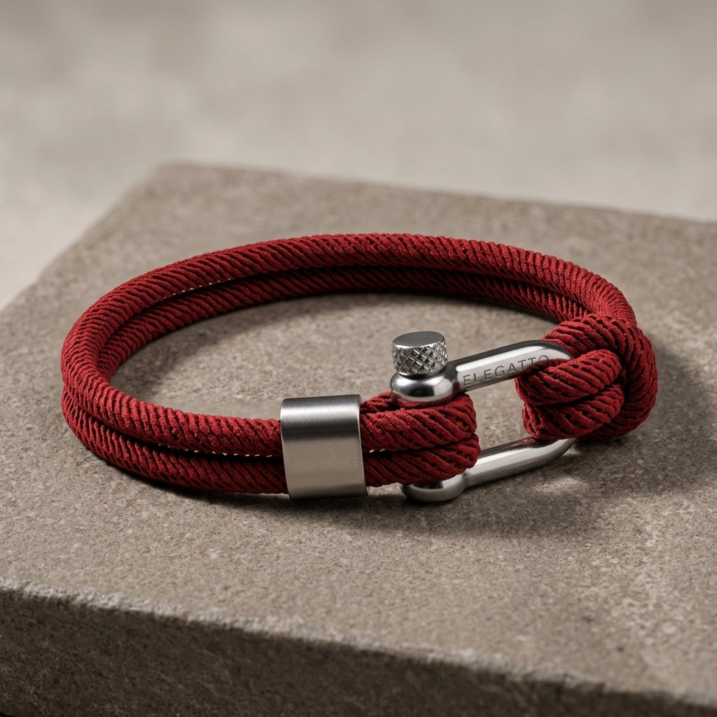 Pulsera ELEGATTO Rojo Alchor Platino
