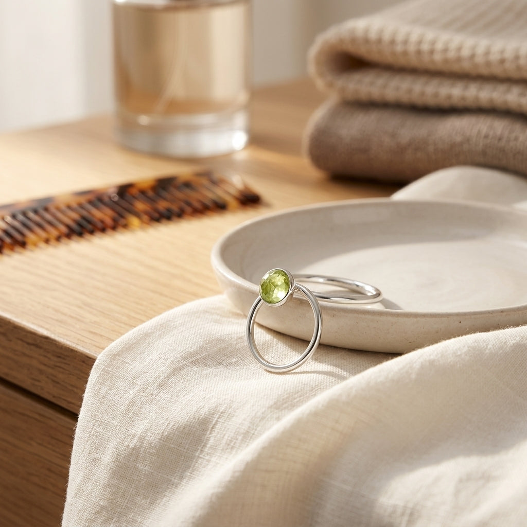 Anillo PANDORA en Plata Gota de Agosto Peridoto