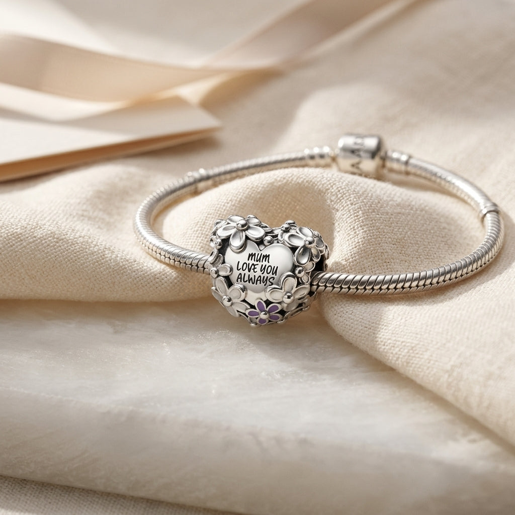 Charm PANDORA Corazón Margarita Mamá